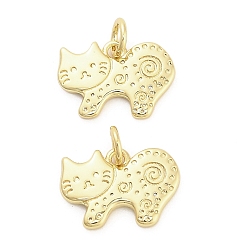 Cat Shape Латунные подвески, долговечный, стойки покрытие, без свинца и без кадмия, ионное покрытие (ip), с целью перехода в кольце, реальный 18 k позолоченный, форма кошки, 11.5x15x1.5 мм