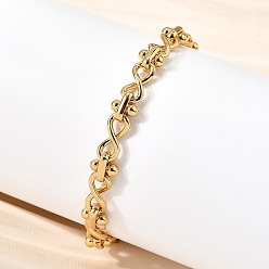 Золотой 304 браслеты из нержавеющей стали с бесконечными звеньями цепи для женщин, ионное покрытие (ip), золотые, 6-7/8 дюйм (17.5 см)