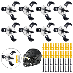 Black 4 Bags Heavy Duty Aluminum Wall Mounted Hidden Football Helmet Display Stands, Black, 5.6x6.4x5.05cm, about 2pcs/bag