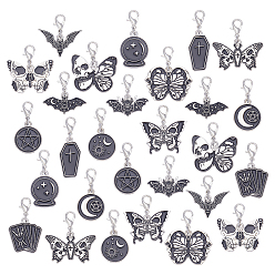 Платина 27шт 14 стиль сплав эмаль подвесные украшения, Сплав с застежками когтя омара, разнообразные, платина, 26~37 мм