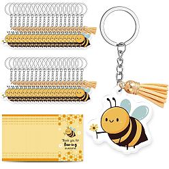 Bees Сделай сам наборы для ключей, включая акриловые подвески, брелок кольца, подвесные украшения с кисточками и картонные карточки для демонстрации украшений, Пчелы, 84x47 мм, 36 шт / комплект