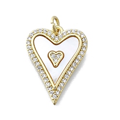 Сердце Латунные микропаве прозрачные подвески с фианитом, без кадмия и без свинца, с оболочкой, реальный 16 k позолоченный, сердце, 21x16x2 мм