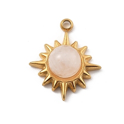 Солнце Природные каменные подвески, с 304 установками из нержавеющей стали, реальный 18 k позолоченный, солнце, 16x13x5 мм, отверстие : 1.2 мм