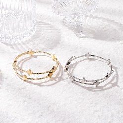 Платиновый & Золотой 2шт. браслеты из латунной трубки для женщин, крестик, платиной и золотом, внутренний диаметр: 2-1/8 дюйм (5.35 см)