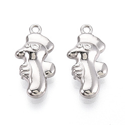 Нержавеющая Сталь Цвет 304 подвески из нержавеющей стали, анти-тускнение, очарование морского конька, цвет нержавеющей стали, 19.5x9.5x5 мм, отверстие : 1.5 мм