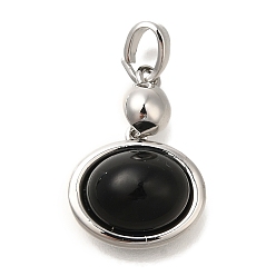 Платина Латунные подвески, овал с подвесками-кабошонами, без кадмия, без никеля и без свинца, платина, 23x13.5x6.5 мм, отверстие : 3x4.5 мм