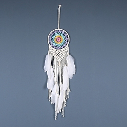 Лиловый Железная богемная тканая паутина/сетка с перьями, макраме, настенные украшения, для украшения домашней спальни, сирень, 590 мм