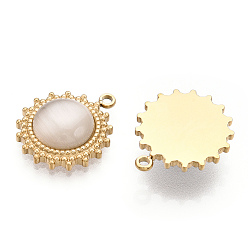 Античный Белый 304 подвески из нержавеющей стали, ручная полировка, с кошачий глаз, очарование солнца, старинный белый, 19x16x5 мм, отверстие : 1.6 мм