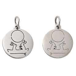 Кролик Не тускнеющие 304 подвески из нержавеющей стали, с целью перехода в кольце, плоский круглый шарм, лазерная резка, цвет нержавеющей стали, кролик, 13.5x11.5x1 мм, отверстие : 3.4 мм