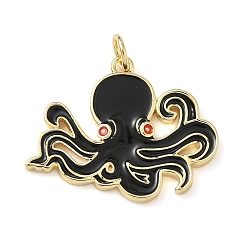 Осьминог Латунь эмаль подвески, с целью перехода в кольце, реальный 18 k позолоченный, осьминог, 18x24.5x2.5 мм, отверстие : 3.5 мм
