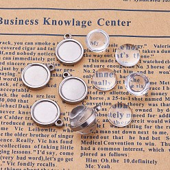 Antique Silver DIY Pendant Making, 304 Stainless Steel Pendant Cabochon Settings and Flat Round Glass Cabochons, Clear, Antique Silver, Cabochon Settings: 17x14x3mm, Hole: 1.6mm, Tray: 11mm, Cabochons: 12x6mm