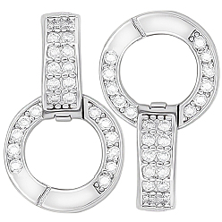 Платинированный 2шт. с гальваническим покрытием 925 стерлинговое серебро с микропаве, прозрачные кубические цирконии, удлинители для застежек, подвеска навесная навесная, с печатью s925, с 1 салфеткой для полировки, Реальная платина, 13.5x8 мм, отверстие : 5.5 мм
