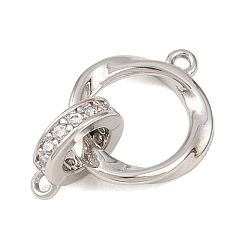 Платина Звенья из латунного микропрозрачного кубического циркония с витыми кольцами, без кадмия и без свинца, стойки покрытие, долговечный, с прыжковых колец, платина, 18x11x2~7 мм, отверстие : 1.1 мм