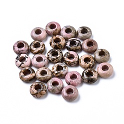 Rhodonite Natural Rhodonite European Beads, Large Hole Beads, Rondelle, 12x6mm, Hole: 5mm