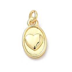 Сердце Латунь прелести, овальные, долговечный, без кадмия и без свинца, реальный 18 k позолоченный, сердце, 13.5x8x2 мм, Перейти кольцо: 5x1 мм, внутренний диаметр: 3 мм