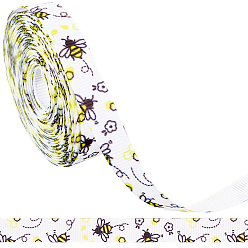Белый Репсовые ленты из полиэстера с принтом пчел, Подарочная упаковка, белые, 3/8 дюйм (10 мм), около 5.00 ярдов (4.57 м) / рулон