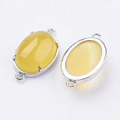 Натуральный Агат Соединители звеньев медные натуральный агат, окрашенная и подогревом, овальные, платина, 15~15.5x25.5~26x6.5~7 мм, отверстие : 1.5~2 мм