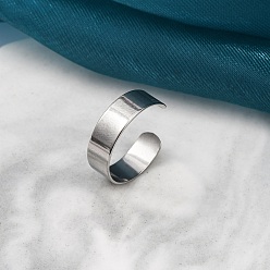 Нержавеющая Сталь Цвет 304 открытые манжеты из нержавеющей стали, широкие кольца для мужчин и женщин, цвет нержавеющей стали, 6 мм, регулируемый