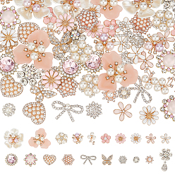 Mixed Color 60Pcs 20 Styles Alloy Enamel & Rhinestone Cabochons Sets, Mixed Shapes, Mixed Color, 11~40x11~38.5x2~12mm, 3pcs/style