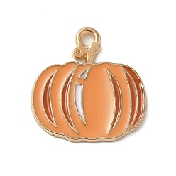 Тыква Подвески из эмали из сплава золотого тона на День Благодарения, тыква, 18.5x18x1.5 мм, отверстие : 1.8 мм