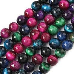 Разноцветный Нити из натуральных бусин тигрового глаза высшего качества, окрашенные, круглые, красочный, 8.5 мм, отверстие : 1.2 мм, около 46~48 шт / нитка, 14.76'' (37.5 см)