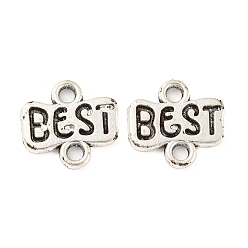Antique Silver Tibetan Style Alloy Connector Charms, Cadmium Free & Lead Free, Word Best Links, Antique Silver, 12x13x1.5mm, Hole: 2mm, about 1333pcs/1000g