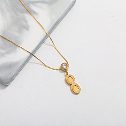 Infinity 201 ожерелья из нержавеющей стали с подвесками из хрусталя и стразами для женщин, золотые, бесконечность, 15.75 дюйм (40 см), Кулон : 25 мм