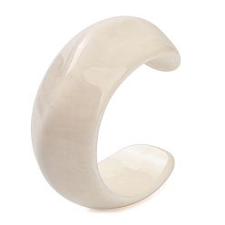 Белый Браслеты-манжеты из смолы для женщин, c-образный, белые, внутренний диаметр: 2-1/8x2-3/8 дюйм (5.4x5.9 см)