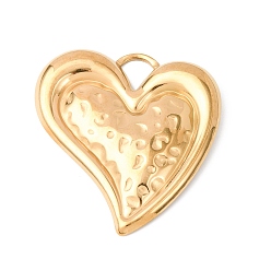 Золотой Кованые 304 подвески из нержавеющей стали, сердце, золотые, 42x40x3 мм, отверстие : 7x7.5 мм