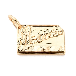 Rectangle Подвески из латуни на тему путешествия, золотые, с целью перехода в кольце, прямоугольные, 10x15.5x2 мм, отверстие : 4 мм