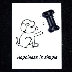 Обсидиан Украшение из резных фигурок из натурального обсидиана, для домашнего украшения рабочего стола, Подарочная карта своими руками с вдохновением, собаке кость, 20x35 мм