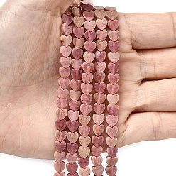 Родонит Природные родонит бисер нитей, сердце, 6x6x2 мм, отверстие : 0.7 мм, около 65~72 шт / нитка, 13.39'' (34 см) ~ 15.35'' (39 см)