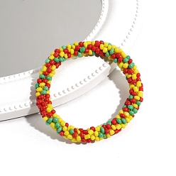 Красный Резинки для волос с блестящими стеклянными бусинами, эластичные резинки для волос для женщин, красные, 70 мм