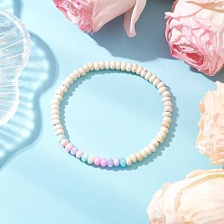 Разноцветный Синтетическая бирюза с окрашенными натуральными пресноводными ракушками рондель-бусины эластичные браслеты для женщин, красочный, внутренний диаметр: 2-1/8 дюйм (5.5 см)