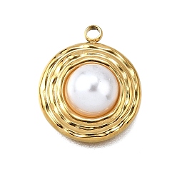 Круглые Подвески из пластикового жемчуга, с 304 нержавеющей стали, круглые, 18.5x15.5x5.5 мм, отверстие : 2 мм