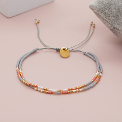  Браслеты из двух слоев стеклянного бисера, Браслеты из плетеного волоконного шнура для женщин, 11.02 дюйм (28 см)