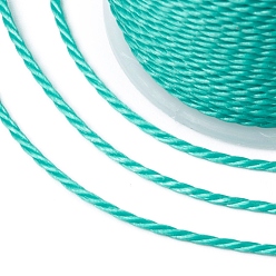 Turquoise Round Waxed Polyester Cord, Taiwan Waxed Cord, Twisted Cord, Turquoise, 1mm, about 12.02 yards(11m)/roll