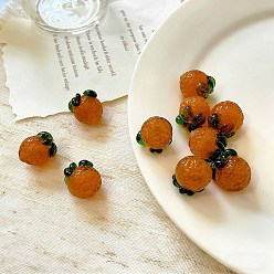 Оранжевый Бусины лэмпворк , фрукты, оранжевые, 14~15x13~13.5 мм, отверстие : 1.2 мм