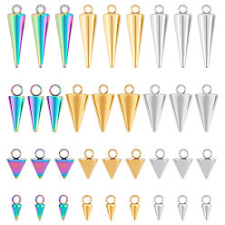 (52) Непрозрачная лаванда 48 шт. 12 стили 201 и 304 подвески из нержавеющей стали, шарм шип/конус, разноцветные, 6.5~18.5x3~7 мм, отверстие : 1.5~2 мм, 4 шт / стиль