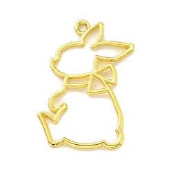 Золотой Подвесные подвески из сплава, для diy уф смолы, эпоксидная смола, Прессованные цветочные украшения, кролик, золотые, 38x27.5x2 мм, отверстие : 2.5 мм