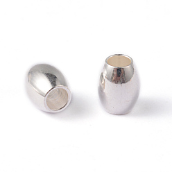 Silver Oval 202 Stainless Steel Beads, Silver Color Plated, 6x5mm, Hole: 2.5mm