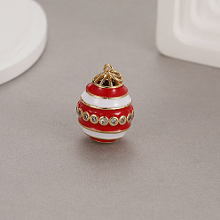 Dark Red Alloy Enamel Pendant, Easter Egg Charms, Dark Red, 22x15.7mm