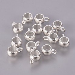 Серебро Трубчатые поручни в тибетском стиле, петля под залог, бейлы, рондель, без свинца и без кадмия, серебряный цвет гальваническим, 10.5x7.5x5 мм, отверстие : 2 мм