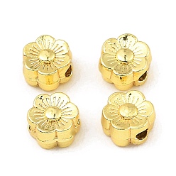 Golden Rack Plating Brass Beads, Flower, Golden, 6x5.5x3.5mm, Hole: 1.4mm