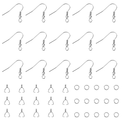 Stainless Steel Color 304 Stainless Steel Earring Hooks & Pinch Bails & Open Jump Rings, Stainless Steel Color, 21x21x3mm, Hole: 2mm, 20 Gauge, Pin: 0.8mm, 200pcs/box
