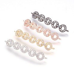 (52) Непрозрачная лаванда Латунные микро проложить кубических ссылки циркония, плоско-круглые, разноцветные, 6x33x2.5 мм, отверстие : 1 мм