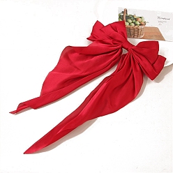 Красный Однотонные длинные атласные заколки для волос с бантом, аксессуары для волос для женщин и девочек, красные, 360x70 мм
