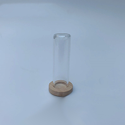 BurlyWood Glass Dome Cover, Decorative Display Case, Cloche Bell Jar Terrarium with Wooden Base, BurlyWood, 40x12mm