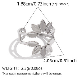 Stainless Steel Color 304 Stainless Steel Cuff Open Rings, Flower, Stainless Steel Color, Inner Diameter: 18.8mm