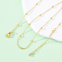 Настоящее золото 18K Латунные шариковые цепочки ожерелья для женщин, 304 из нержавеющей стали застежкой омар, стойки покрытие, без свинца и без кадмия, долговечный, реальный 18 k позолоченный, 17.56 дюйм (44.6 см)